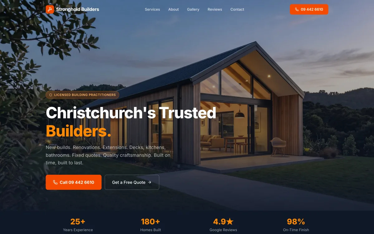 Stronghold Builders demo website, a building build